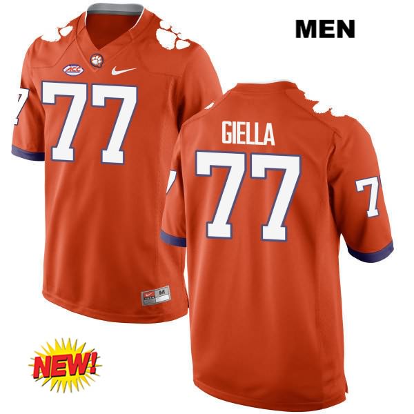 Men's Clemson Tigers #77 Zach Giella Stitched Orange New Style Authentic Nike NCAA College Football Jersey ZQF2546BL